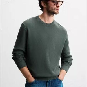 Zara Men's Dark Green Crewneck Sweater